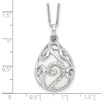 Sentimental Expressions Sterling Silver Rhodium-plated White Agate CZ Dew of Heaven 18in Necklace