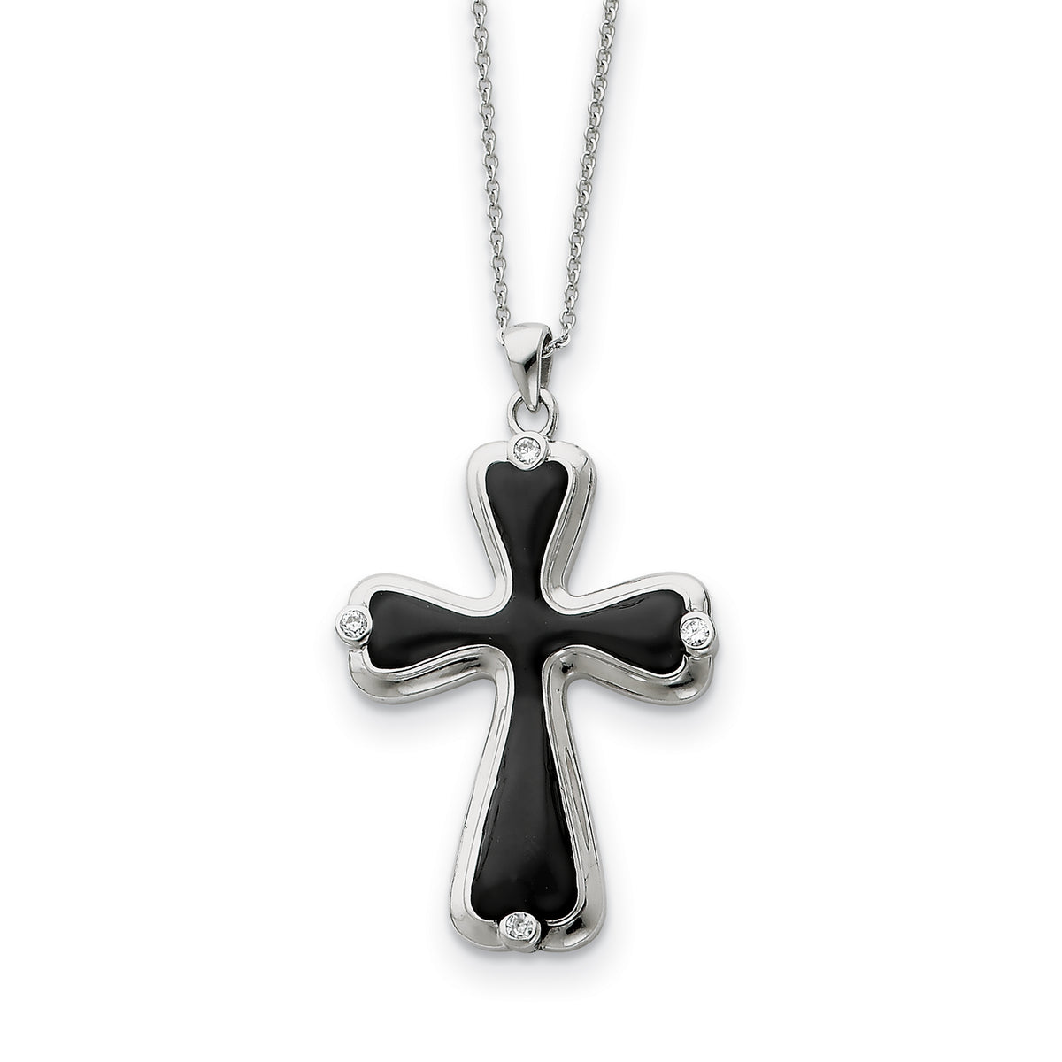 Sterling Silver & CZ Enameled My Refuge 18in Necklace