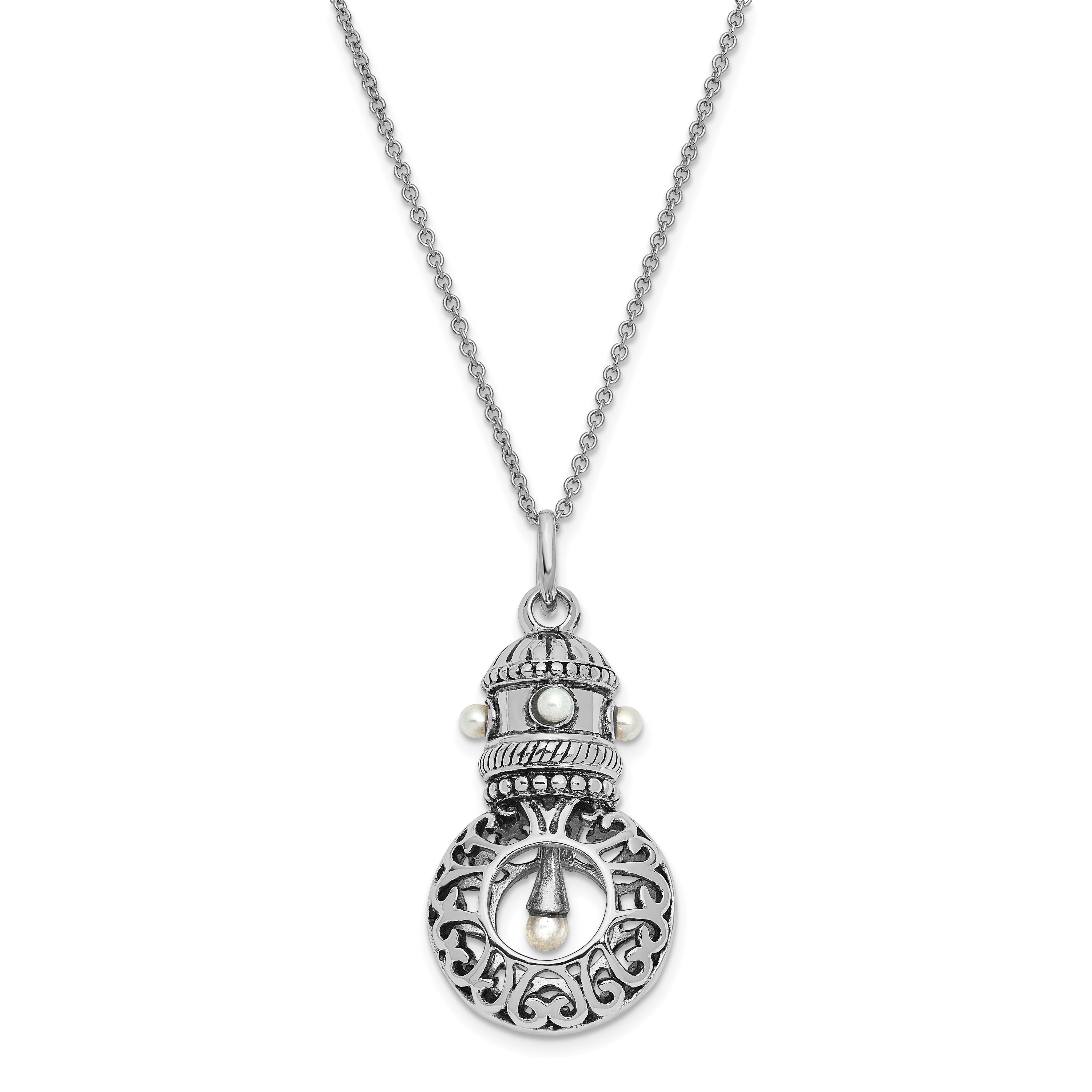 Sentimental Expressions Sterling Silver Rhodium-plated Antiqued FW Cultured Pearls of Wisdom 18in Necklace Secondary image
