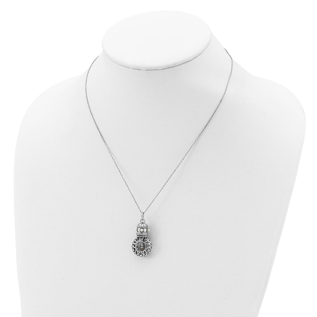 Sentimental Expressions Sterling Silver Rhodium-plated Antiqued FW Cultured Pearls of Wisdom 18in Necklace