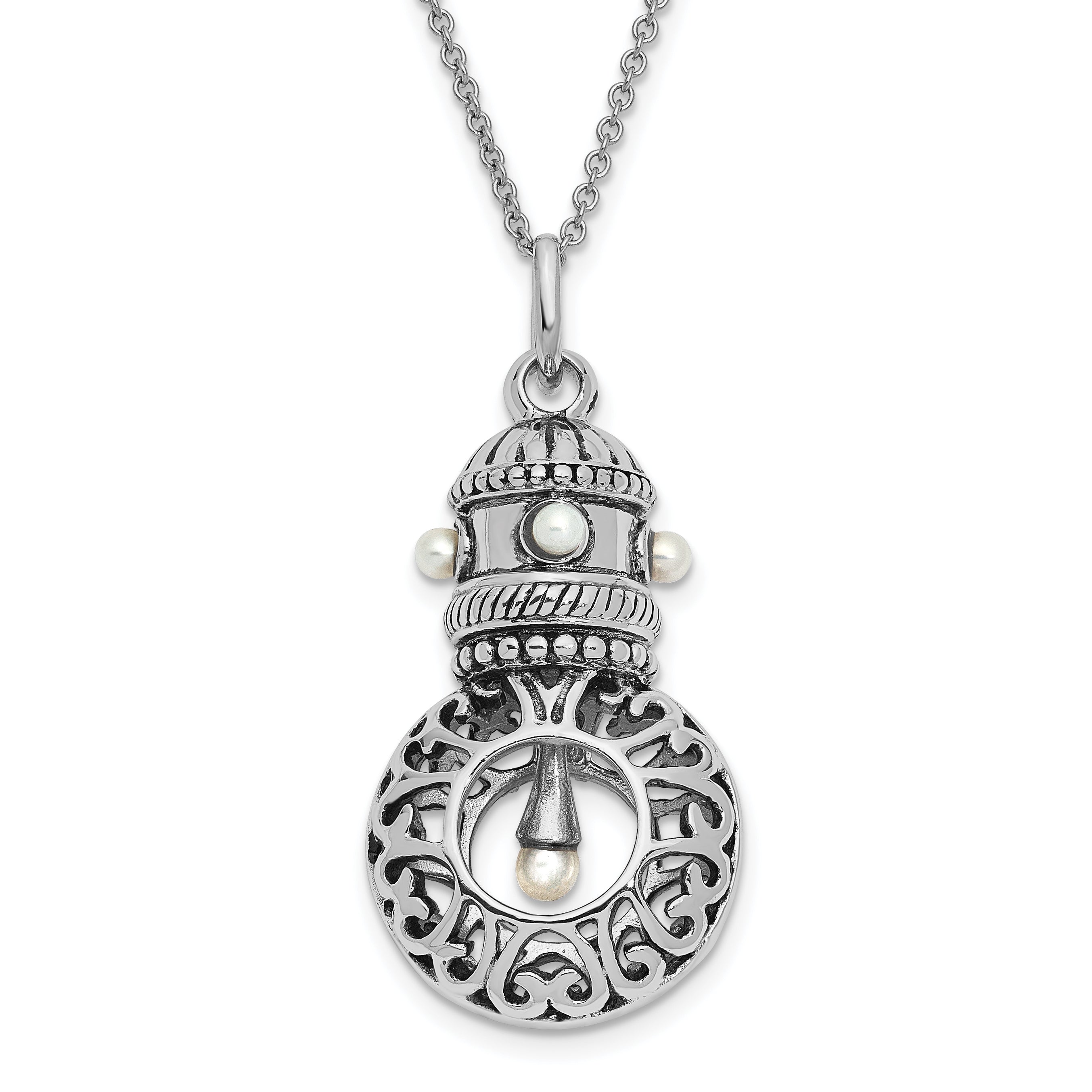 Sentimental Expressions Sterling Silver Rhodium-plated Antiqued FW Cultured Pearls of Wisdom 18in Necklace Main image