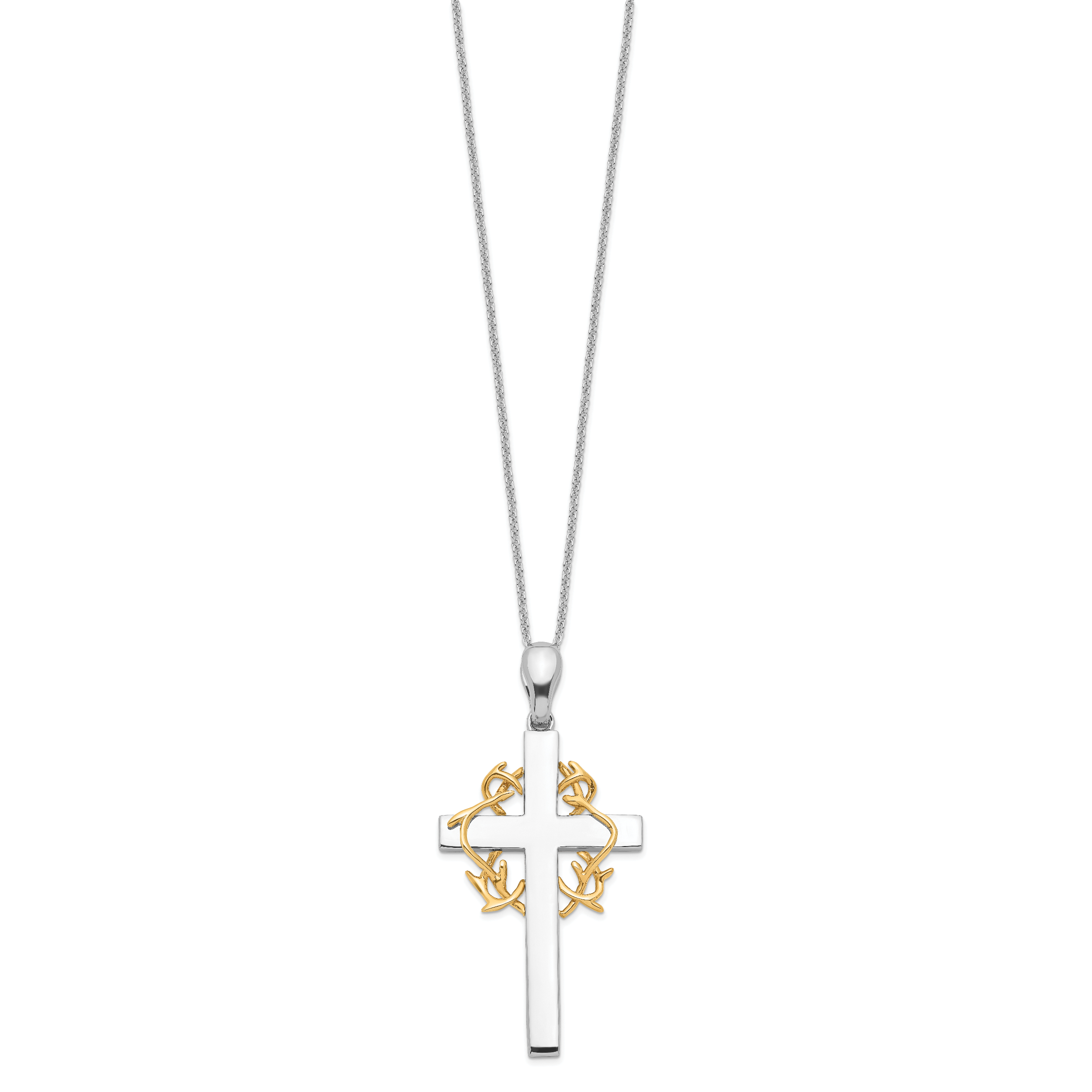 Sentimental Expressions Sterling Silver Gold-plated No Greater Love Cross 18in Necklace Secondary image