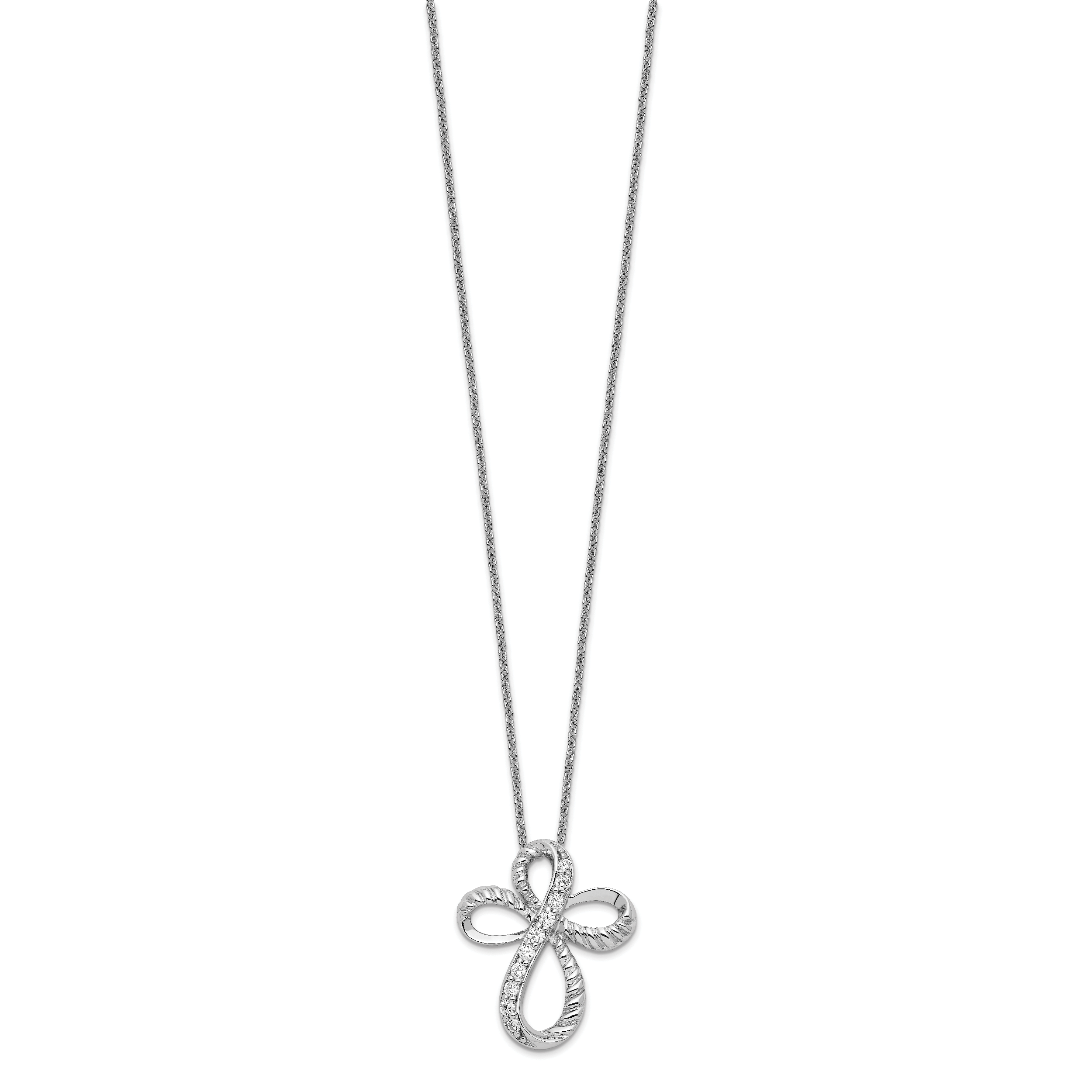 Sentimental Expressions Sterling Silver Rhodium-plated CZ Endless Hope 18in Cross Necklace Secondary image