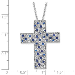 Sophia Jewelers Sterling Silver September Birthstone Cross Necklace Gift Ready