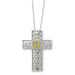 Sterling Silver Nov. CZ Birthstone Message of the Cross 18in Necklace