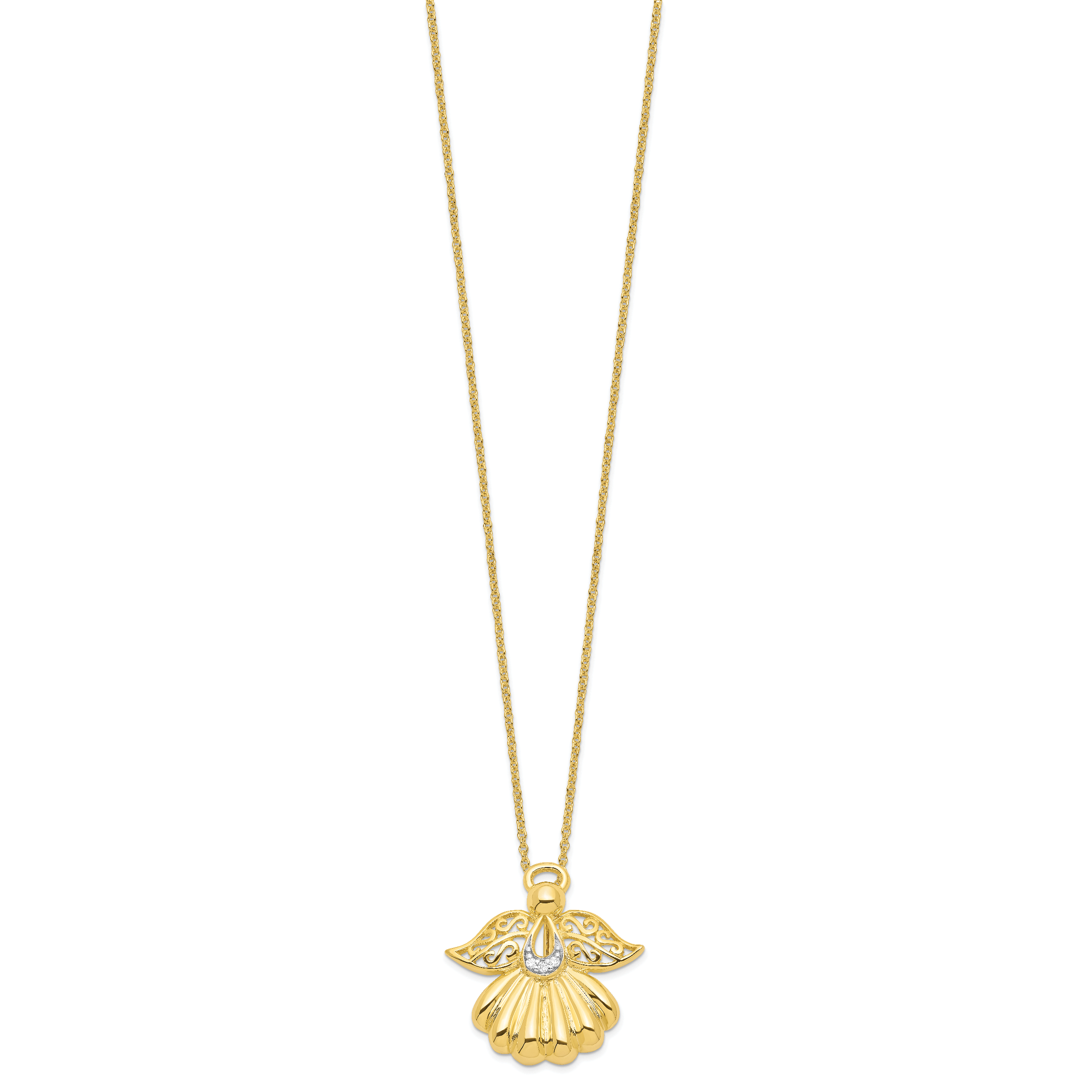 Sentimental Expressions Sterling Silver Gold-plated CZ Angel of Remembrance 18in Necklace Secondary image