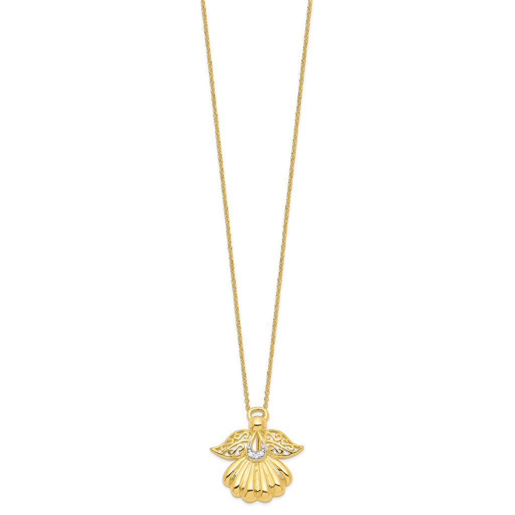 Sentimental Expressions Sterling Silver Gold-plated CZ Angel of Remembrance 18in Necklace