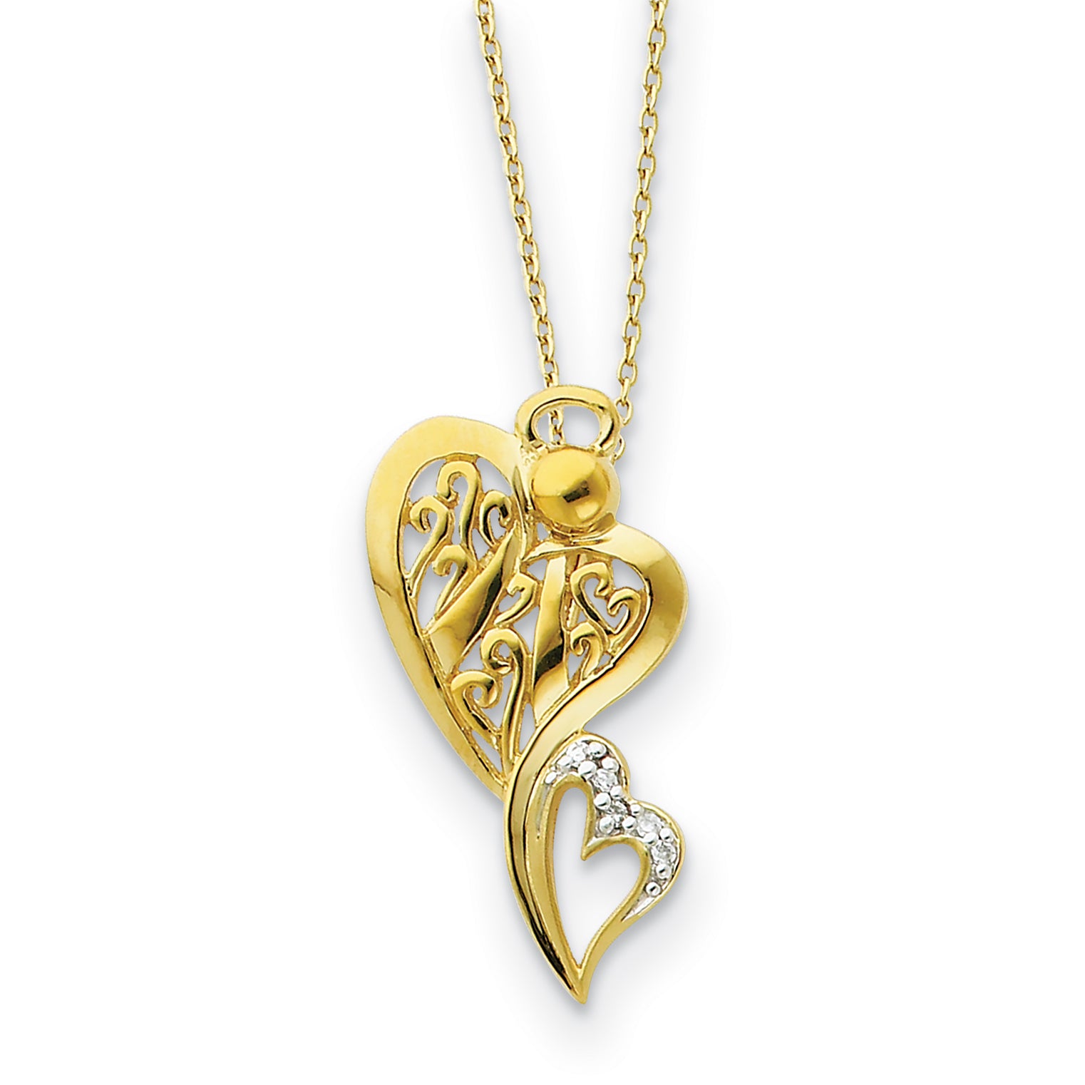 Sterling Silver & Gold-plated CZ Angel of Protection 18in Necklace Main image