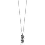 Sentimental Expressions Sterling Silver Rhodium-plated Antiqued Cylinder Remembrance Ash Holder 18in Necklace
