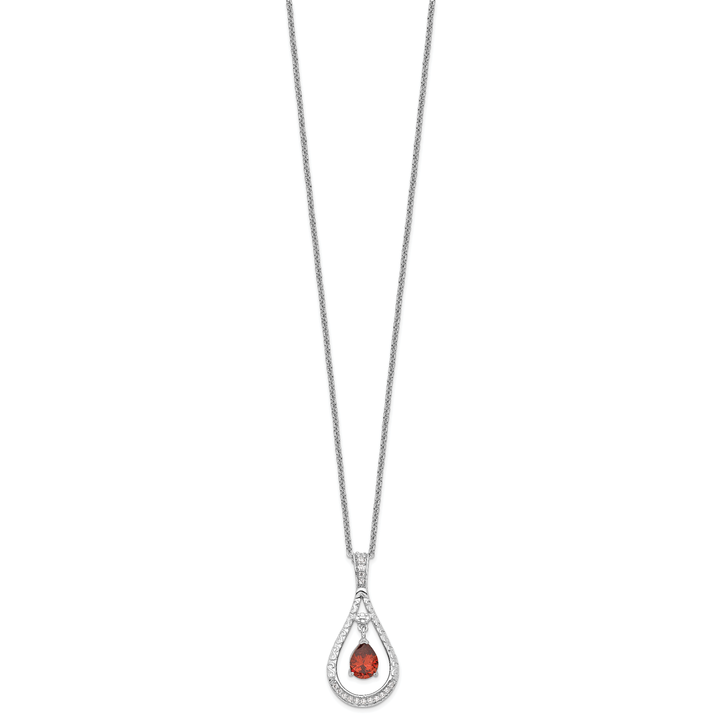 Sentimental Expressions Sterling Silver Rhodium-plated Jan. CZ Stone Never Forget Tear 18in Birthstone Necklace Secondary image