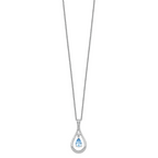Sentimental Expressions Sterling Silver Rhodium-plated Mar. CZ Stone Never Forget Tear 18in Birthstone Necklace
