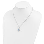 Sentimental Expressions Sterling Silver Rhodium-plated Mar. CZ Stone Never Forget Tear 18in Birthstone Necklace