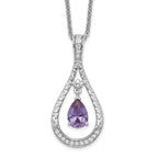 Sentimental Expressions Sterling Silver Rhodium-plated June CZ Stone Never Forget Tear 18in Birthstone Necklace