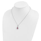 Sentimental Expressions Sterling Silver Rhodium-plated July CZ Stone Never Forget Tear 18in Birthstone Necklace