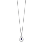 Sentimental Expressions Sterling Silver Rhodium-plated Sept. Lab-created Sapphire Never Forget Tear 18in Necklace