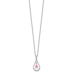 Sentimental Expressions Sterling Silver Rhodium-plated Oct. CZ Stone Never Forget Tear 18in Birthstone Necklace