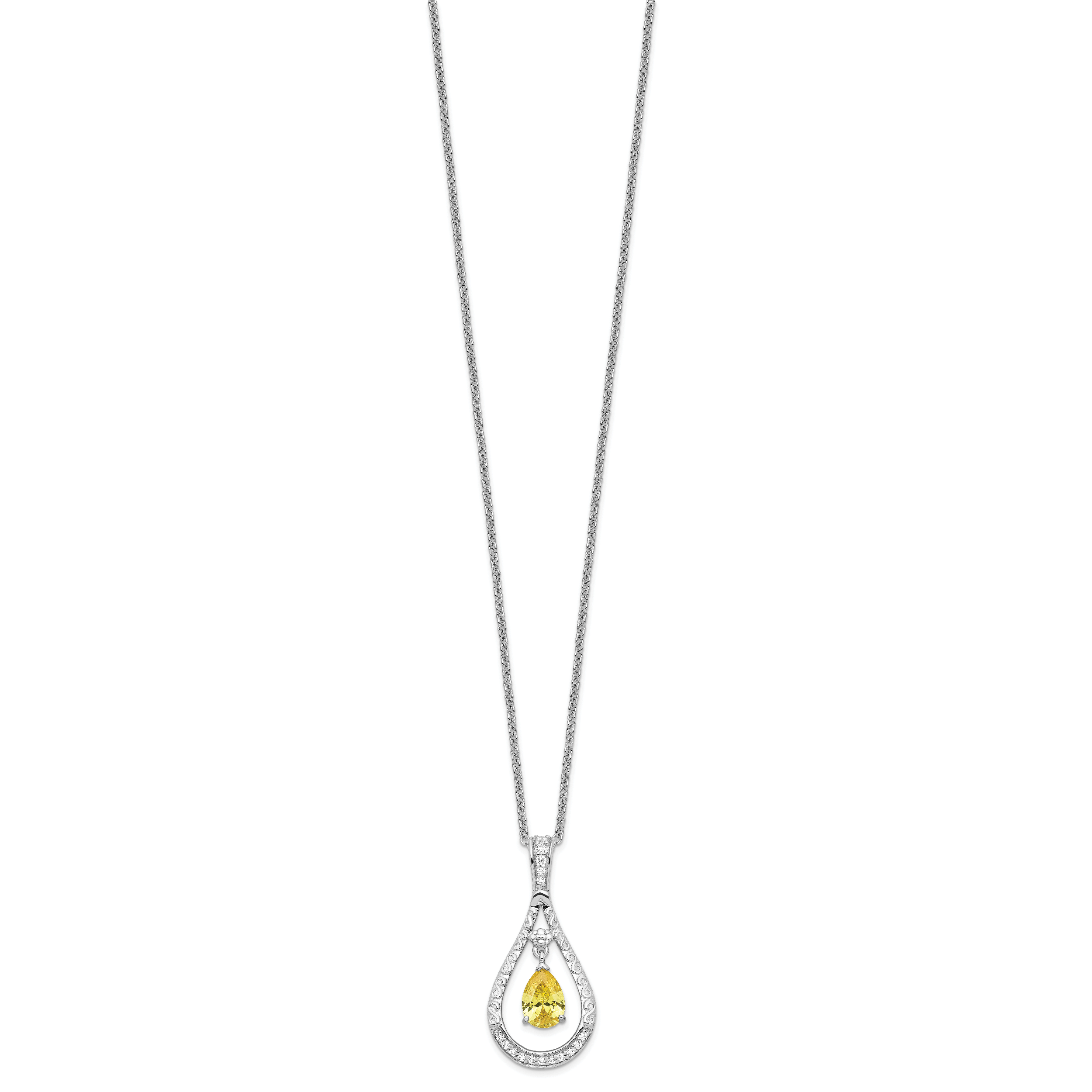 Sentimental Expressions Sterling Silver Rhodium-plated Nov. CZ Stone Never Forget Tear 18 Inch Birthstone Necklace Secondary image