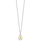 Sentimental Expressions Sterling Silver Rhodium-plated Nov. CZ Stone Never Forget Tear 18 Inch Birthstone Necklace
