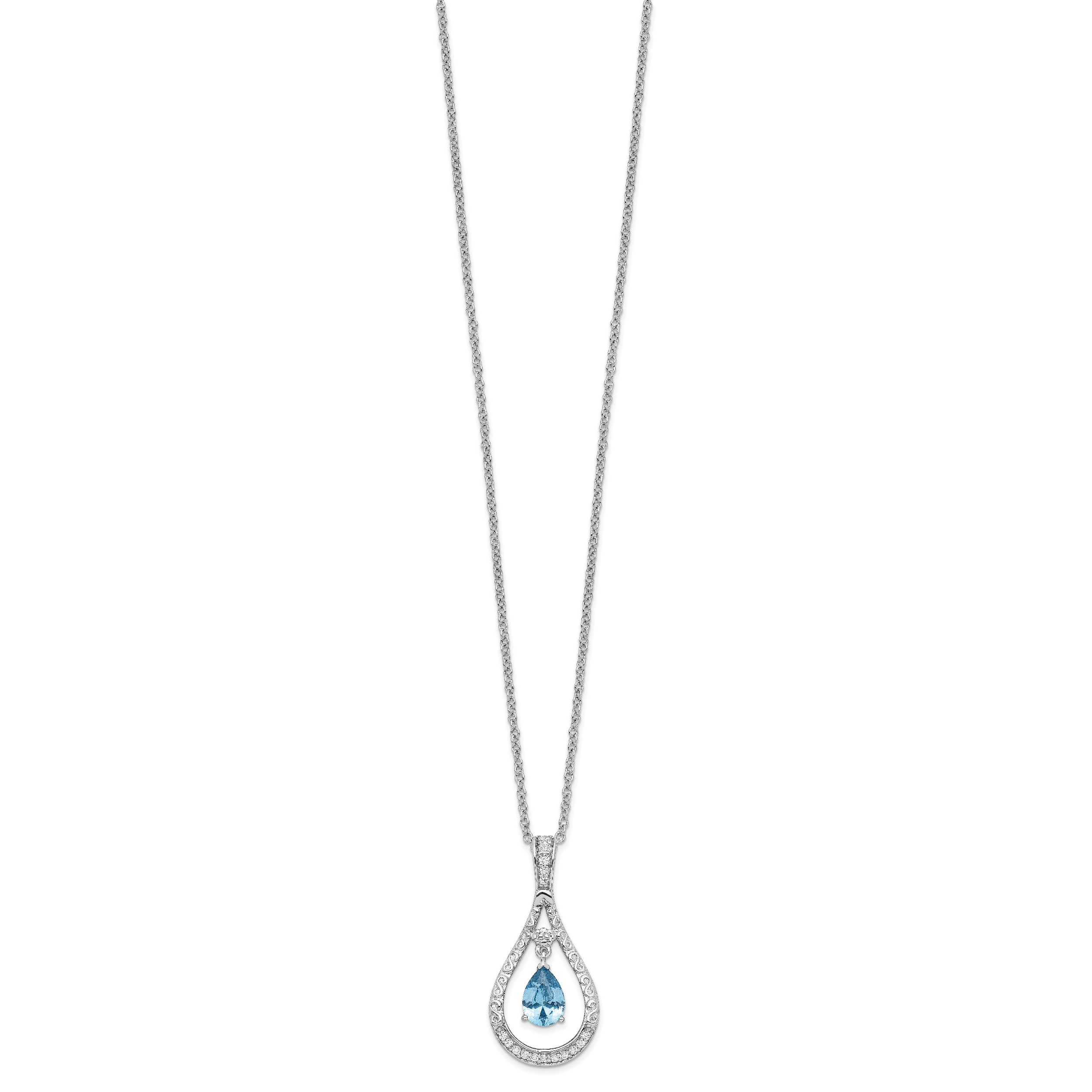Sentimental Expressions Sterling Silver Rhodium-plated Dec. CZ Stone Never Forget Tear 18 Inch Birthstone Necklace Secondary image