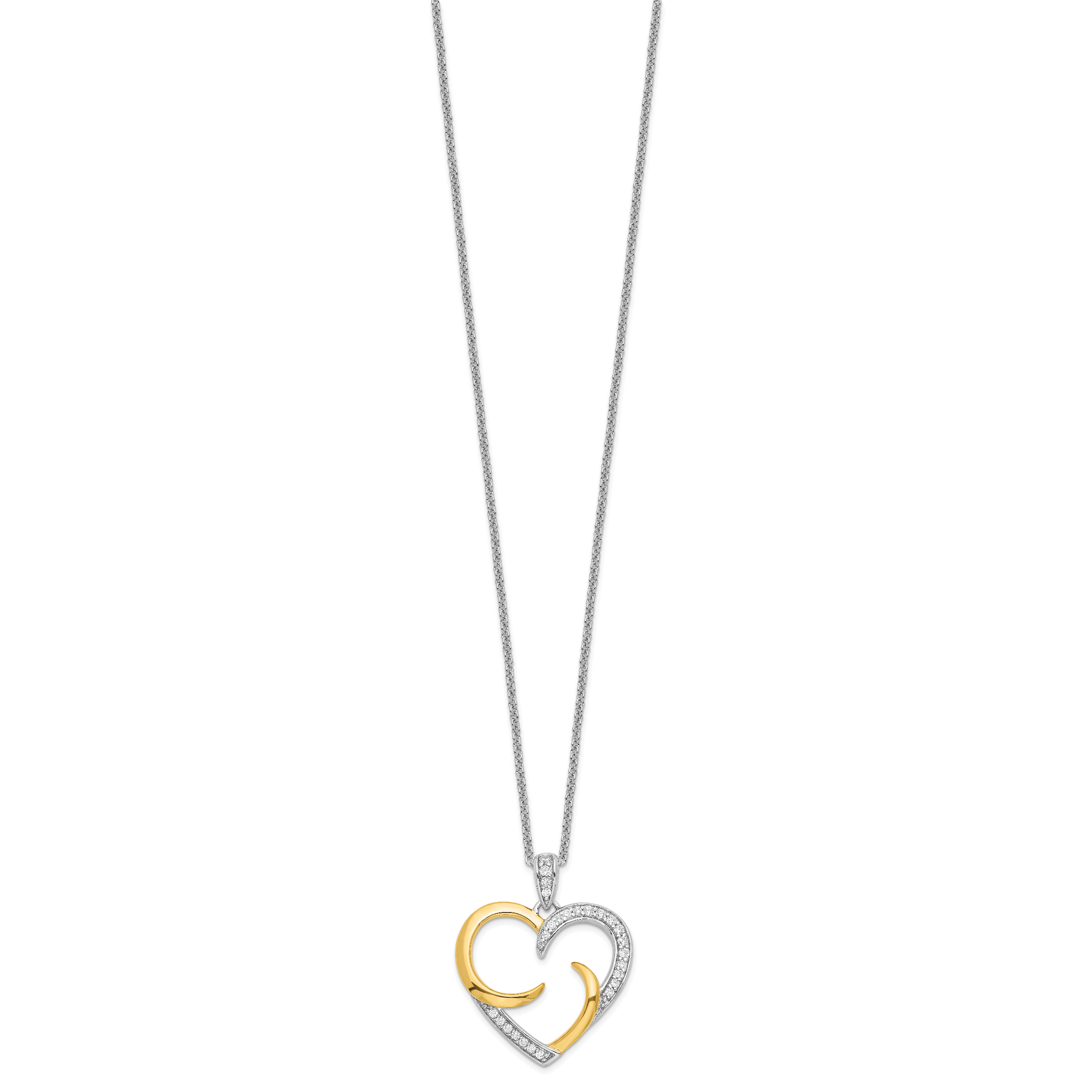 Sentimental Expressions Sterling Silver Gold-plated The Arms of Love 18in Heart Necklace Secondary image