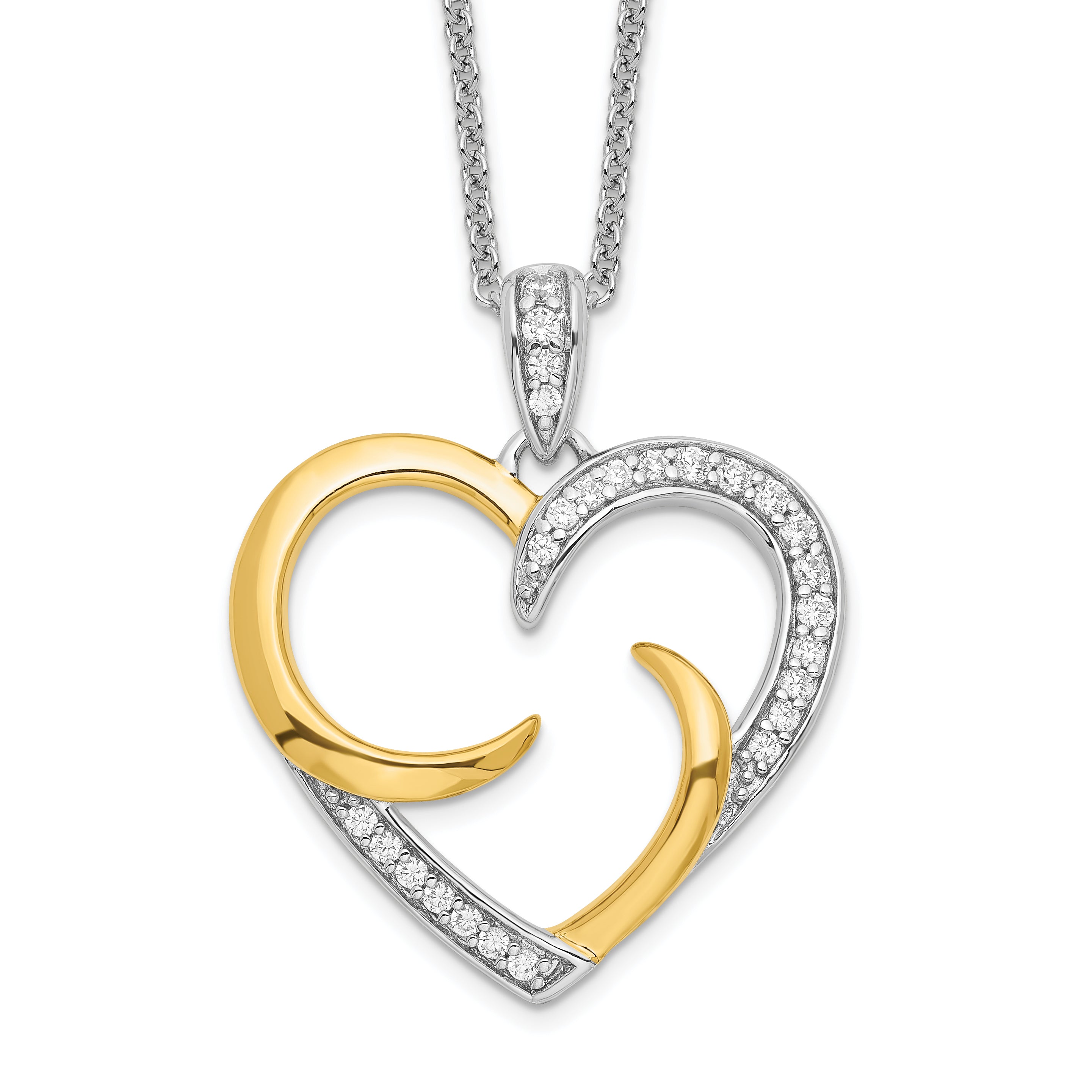 Sentimental Expressions Sterling Silver Gold-plated The Arms of Love 18in Heart Necklace Main image