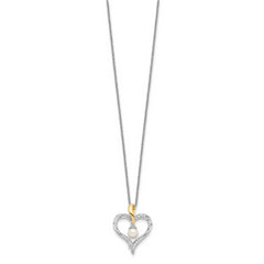 Sentimental Expressions Sterling Silver Gold-plated FW Cultured Pearl Heart and Soul 18in Necklace