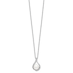 Sentimental Expressions Sterling Silver Rhodium-plated FW Cultured Pearl CZ Forever (Embrace) 18in Necklace
