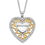 Sentimental Expressions Sterling Silver & Gold-plated Polished & Antiqued CZ Bridesmaid Heart Necklace