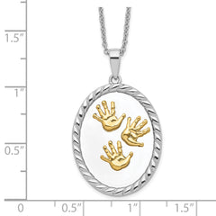 Sentimental Expressions Sterling Silver Gold-plated Hand Prints 18in Necklace