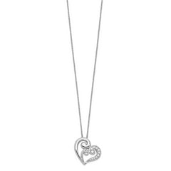 Sentimental Expressions Sterling Silver Rhodium-plated CZ A Mothers Journey 18in Heart Necklace