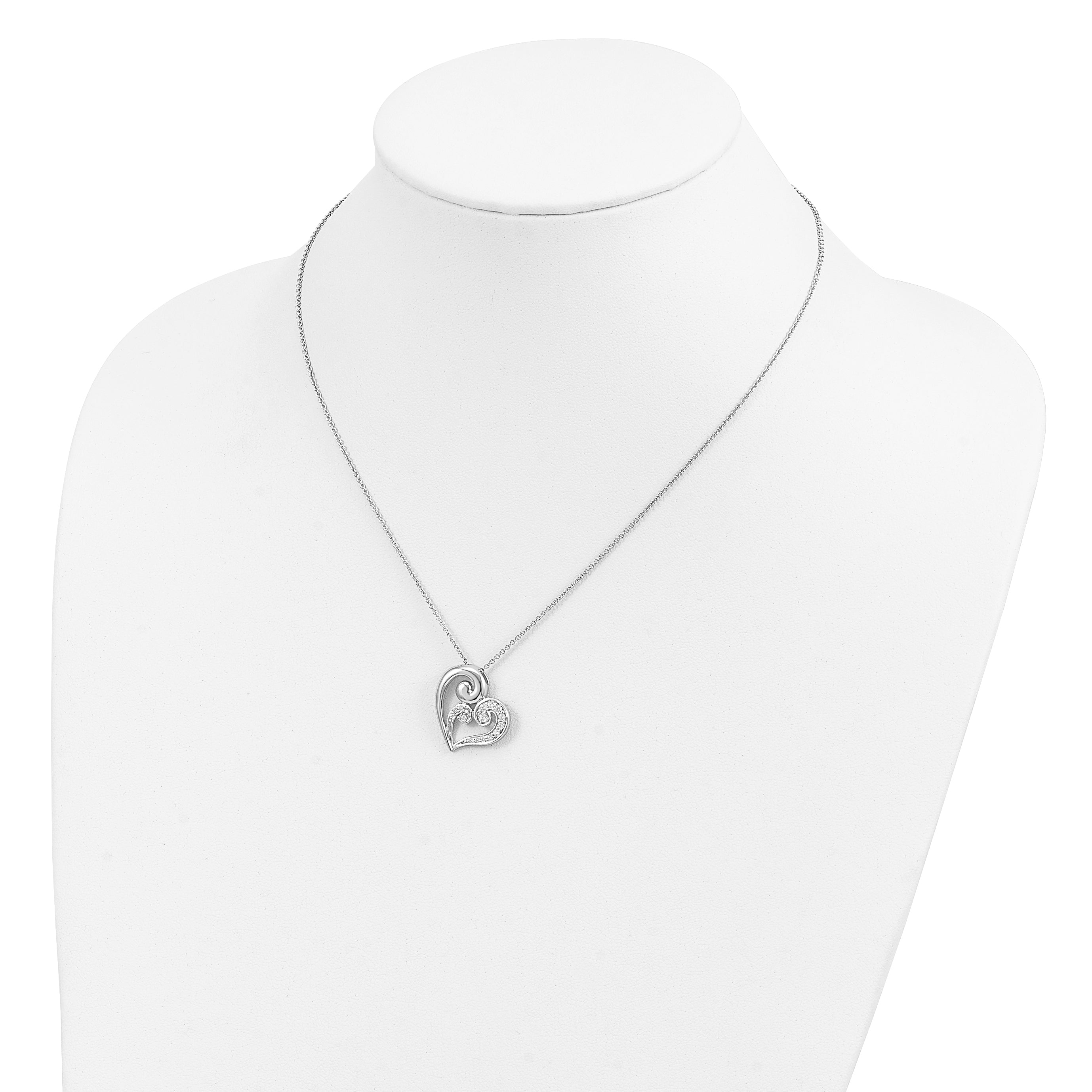 Sentimental Expressions Sterling Silver Rhodium-plated CZ A Mothers Journey 18in Heart Necklace