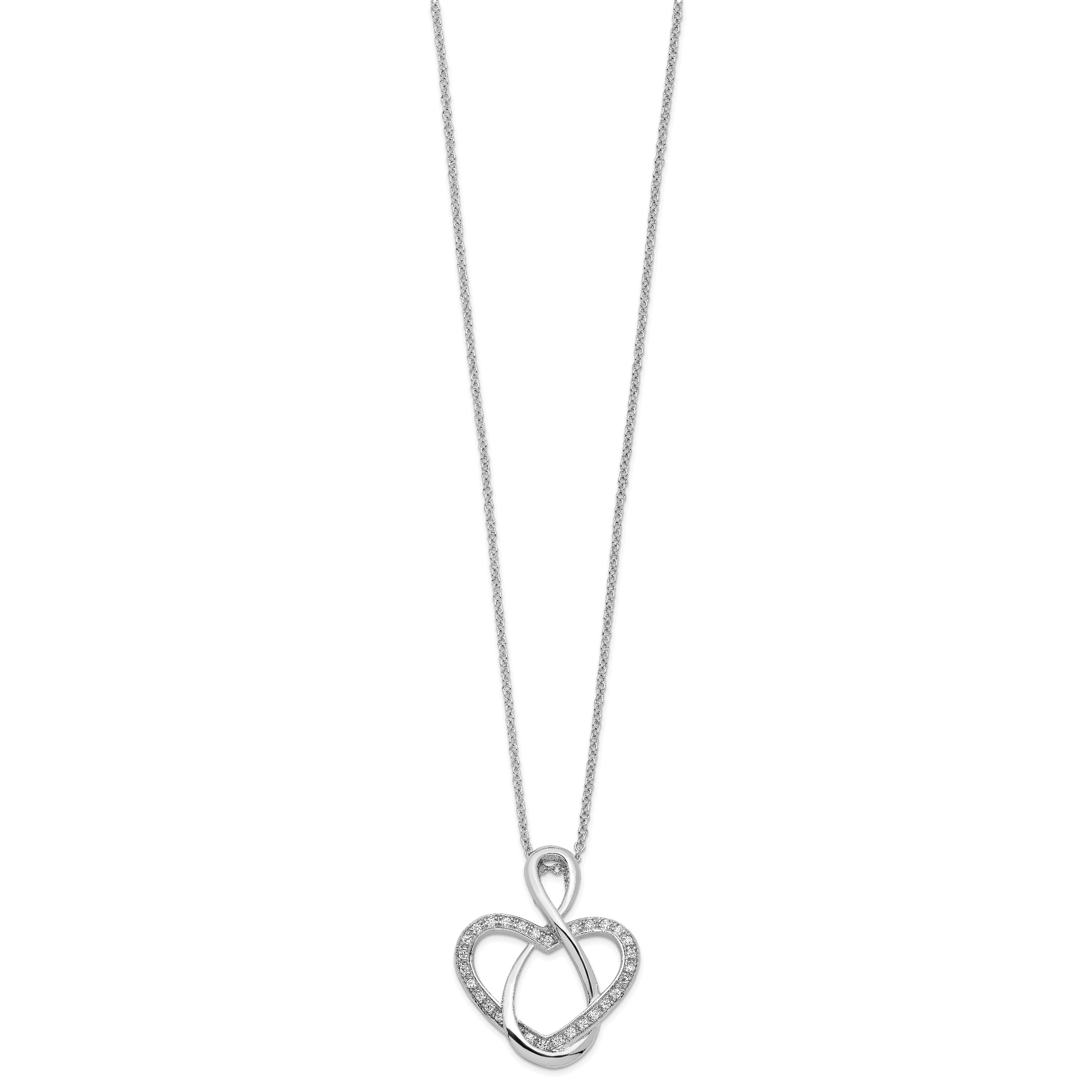 Sentimental Expressions Sterling Silver Rhodium-plated CZ Lifetime Friend 18in Necklace Secondary image