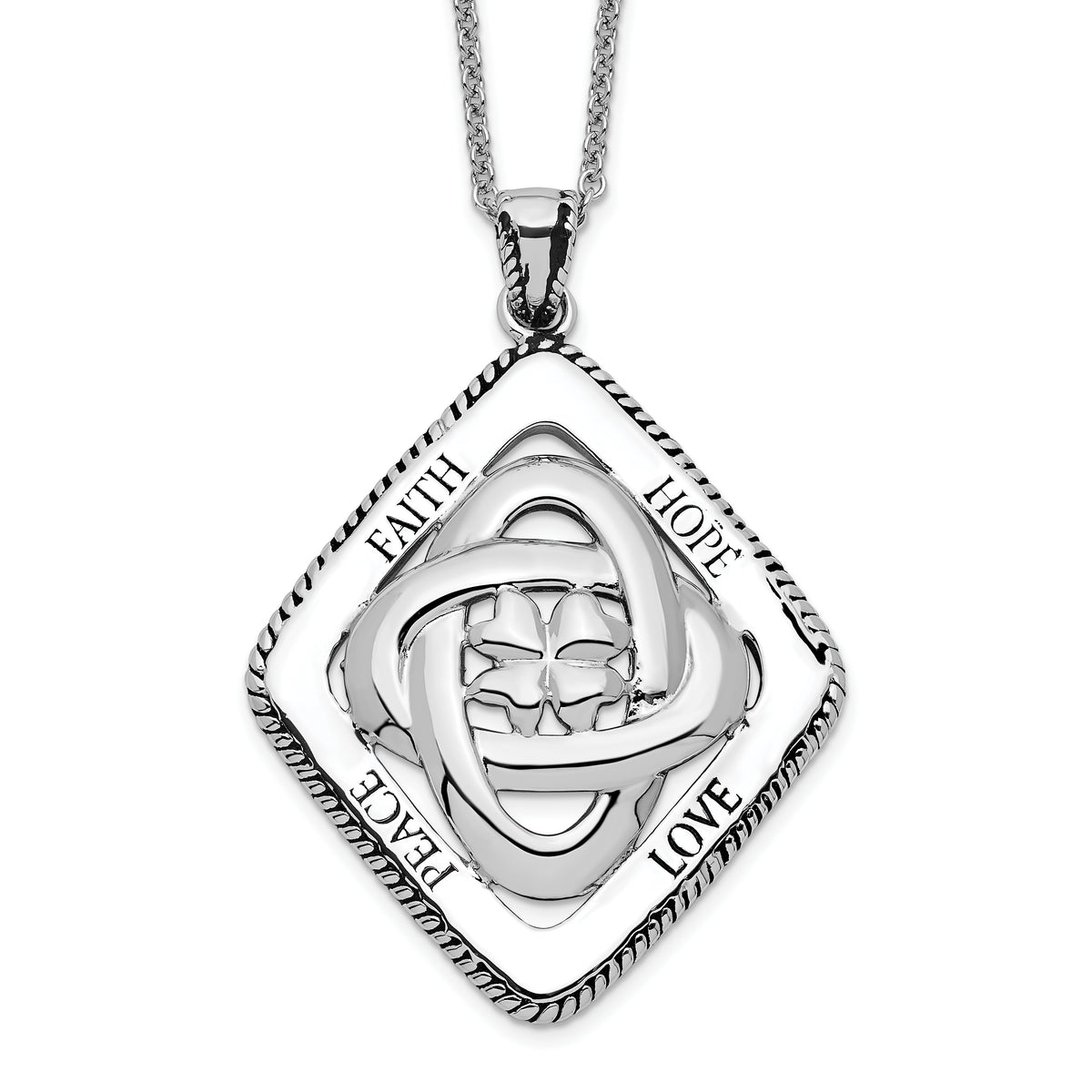 Sentimental Expressions Sterling Silver Rhodium-plated Antiqued Family Blessings 18in Necklace