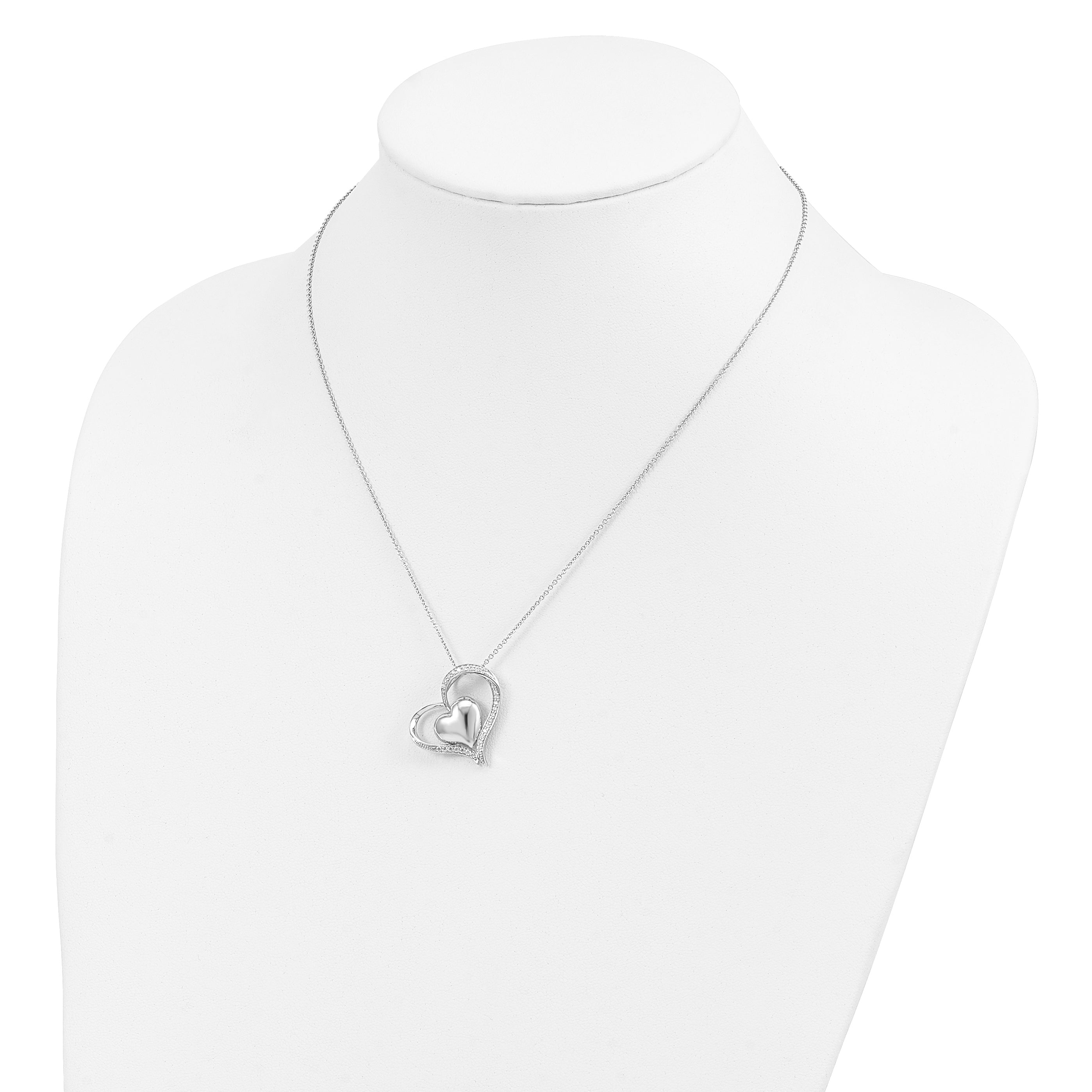 Sophia Jewelers Sterling Silver Double Heart CZ Necklace with Poem Card