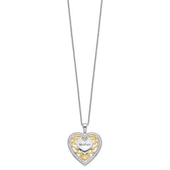 Sentimental Expressions Sterling Silver Gold-plated Mother 18 Inch Heart Necklace