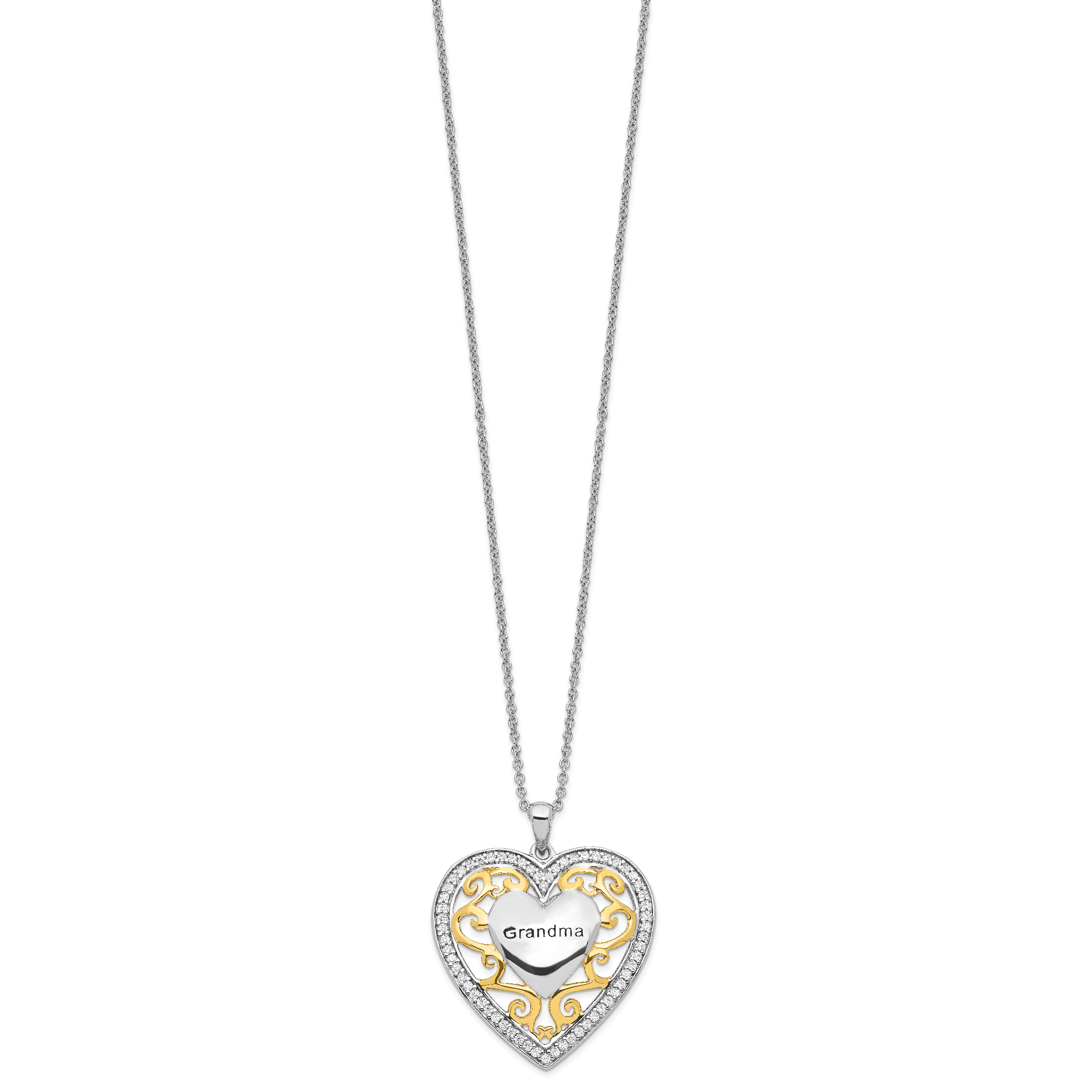 Sentimental Expressions Sterling Silver Gold-plated Grandma 18in Heart Necklace Secondary image