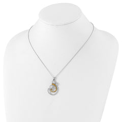 Sophia Jewelers Sterling Silver & Gold-Plated Butterfly Necklace with CZ Elegance