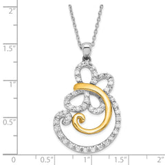Sophia Jewelers Sterling Silver & Gold-Plated Butterfly Necklace with CZ Elegance