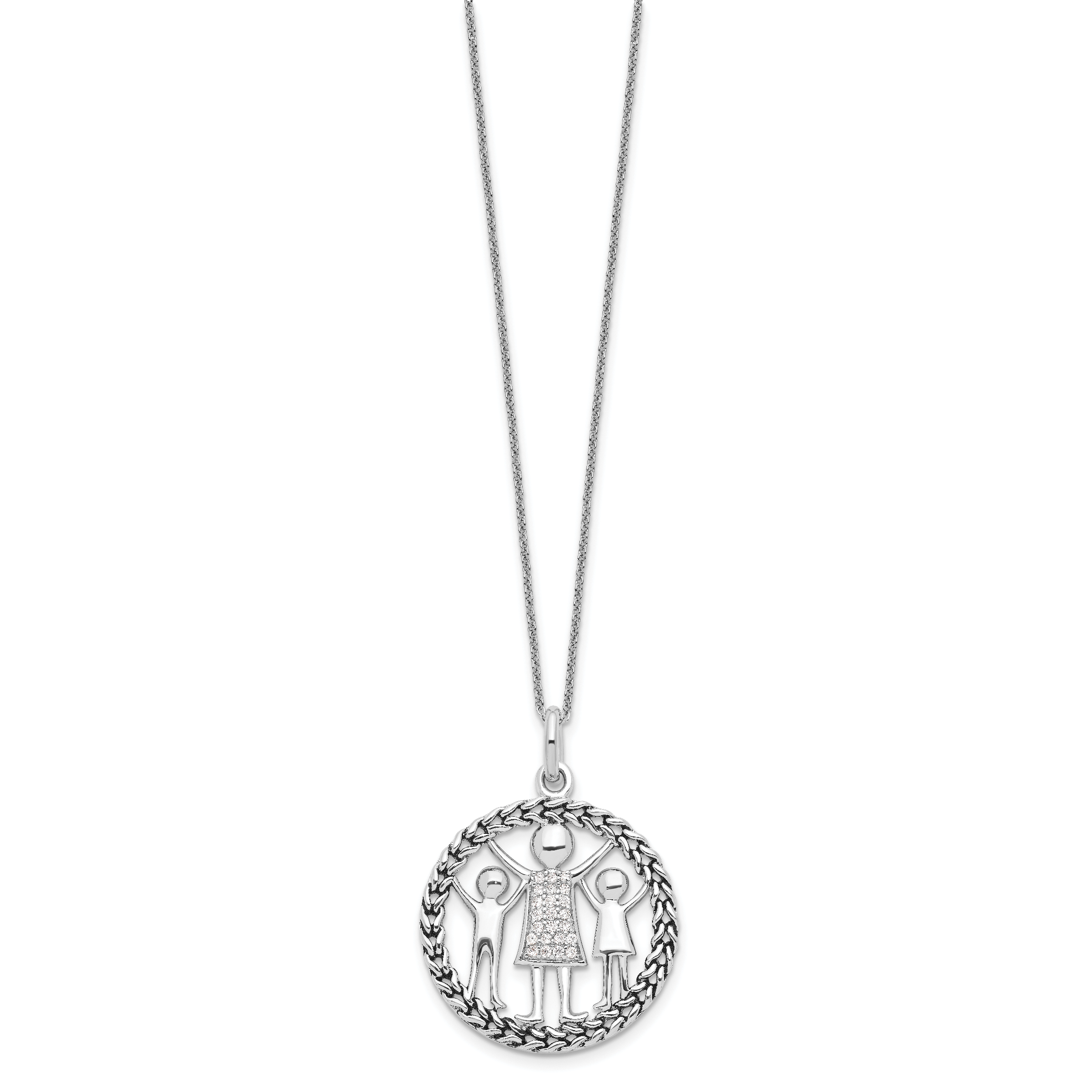 Sentimental Expressions Sterling Silver Rhodium-plated Antiqued Knitted Together By Love 18in Necklace Secondary image