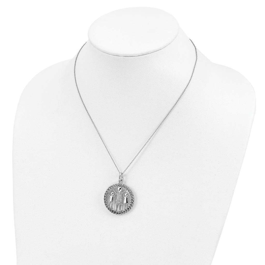 Sentimental Expressions Sterling Silver Rhodium-plated Antiqued Knitted Together By Love 18in Necklace