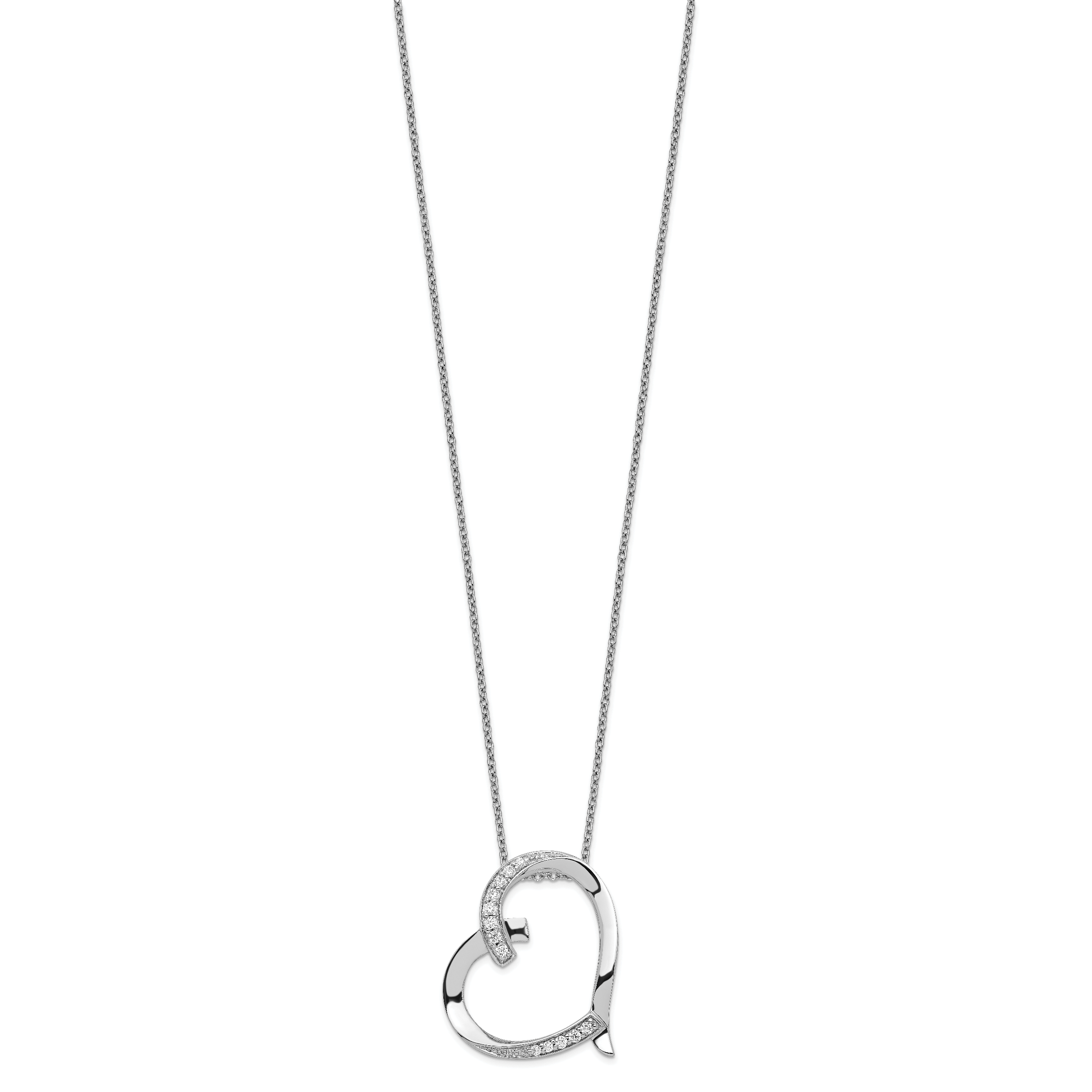Sentimental Expressions Sterling Silver Rhodium-plated Antiqued CZ Love You Mom 18in Necklace Secondary image