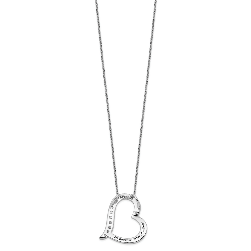 Sentimental Expressions Sterling Silver Rhodium-plated Antiqued CZ Daughter-In-Law 18in Necklace