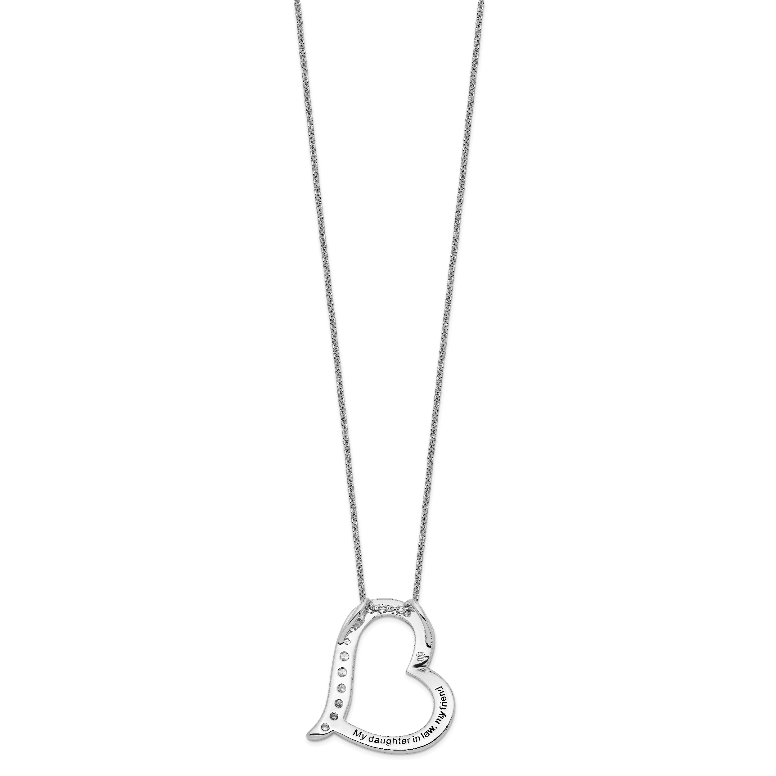 Sentimental Expressions Sterling Silver Rhodium-plated Antiqued CZ Daughter-In-Law 18in Necklace