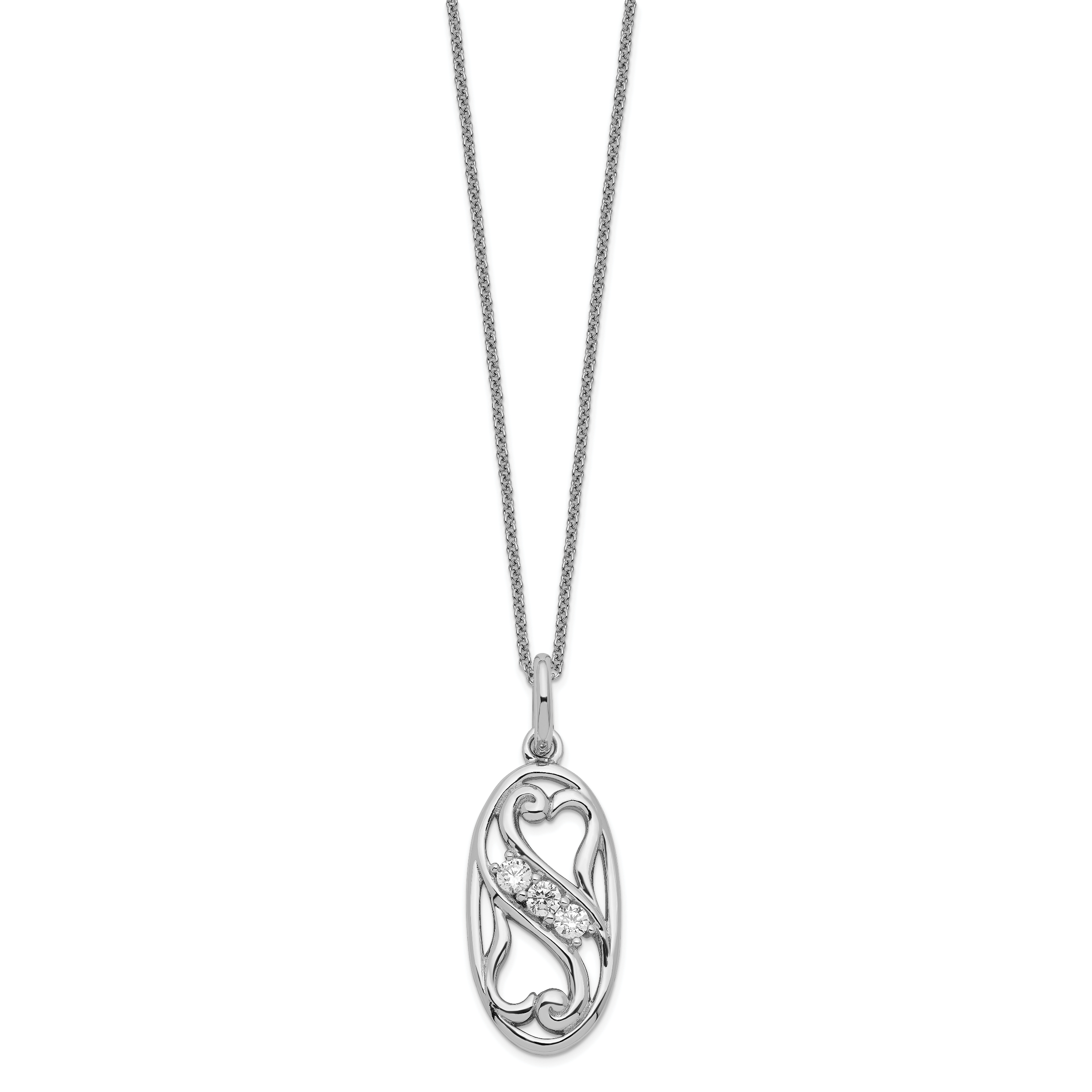 Sentimental Expressions Sterling Silver Rhodium-plated CZ Best Friends Forever 18in Necklace Secondary image