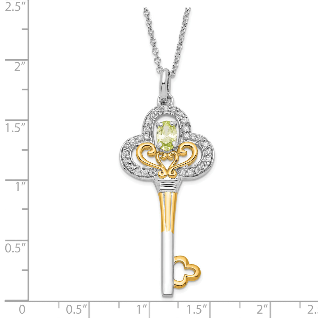 Sophia Jewelers Sterling Silver & Gold Plated August Birthstone Key Necklace