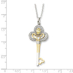 Sterling Silver Gold-Plated CZ November Birthstone Key Necklace
