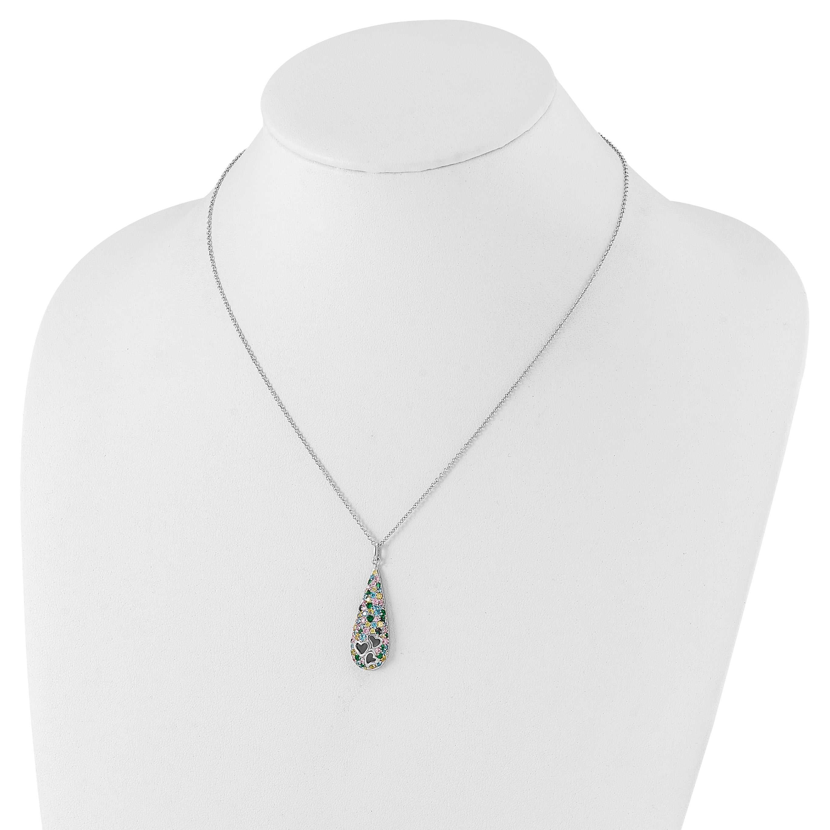 Sophia Jewelers Sterling Silver Multicolor CZ Cheerdrops Necklace Gift Ready