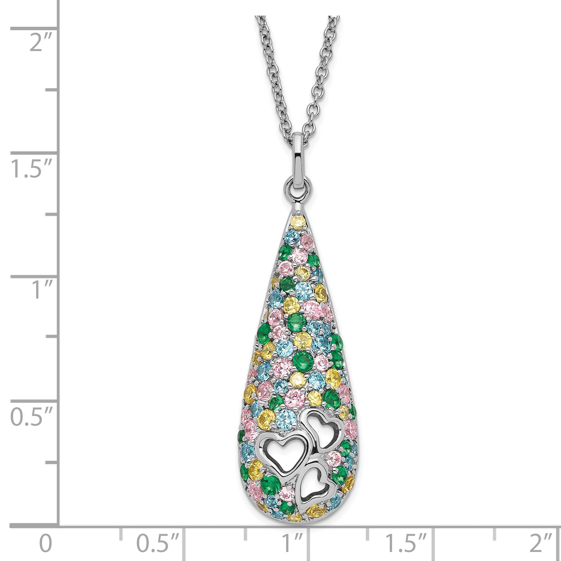 Sophia Jewelers Sterling Silver Multicolor CZ Cheerdrops Necklace Gift Ready Secondary image