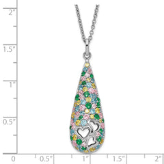 Sentimental Expressions Sterling Silver Polished Multicolor CZ Cheerdrops Necklace