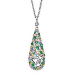 Sentimental Expressions Sterling Silver Polished Multicolor CZ Cheerdrops Necklace